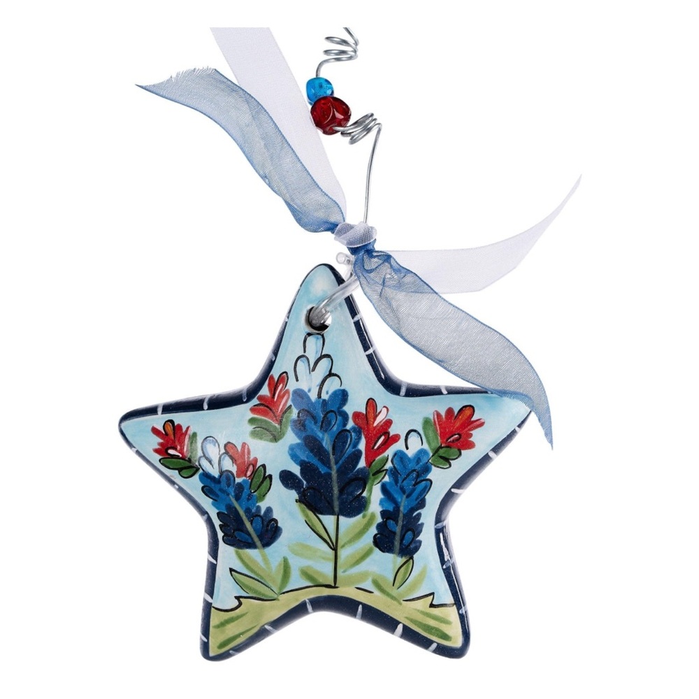 NIB Glory Haus Texas Bluebonnet Indian Paintbrush Star Ornament